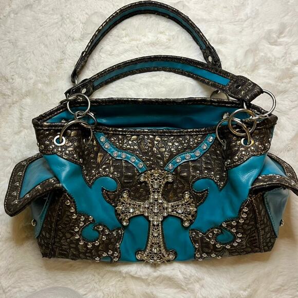 Rustic Coutures Blue Crossbody Purse - Picture 1 of 9
